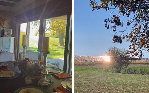 Solar farm panel glare